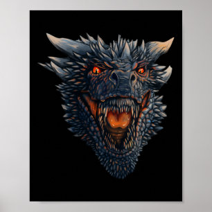 Dragon Head About To Blow Fire On His Enemies Poster