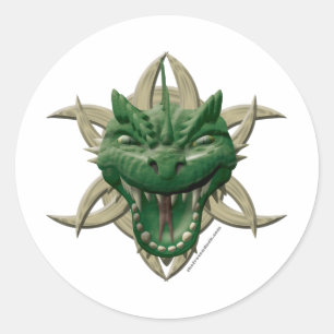Dragon Head - Green Classic Round Sticker