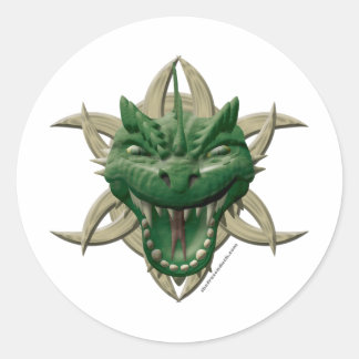 Dragon Head - Green Classic Round Sticker