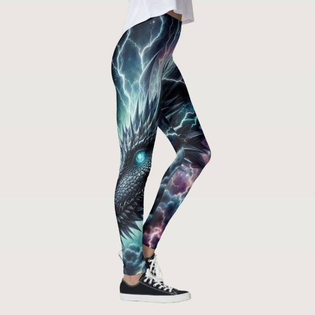 Dragon Head in a Thunderstorm with Lightning Leggings (Right)