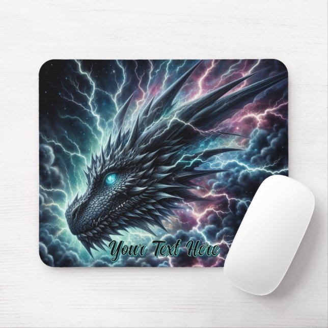 Dragon Head in a Thunderstorm with Lightning Mouse Mat (With Mouse)