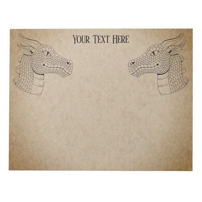 Dragon Head in Profile B&W Notepad (Front)