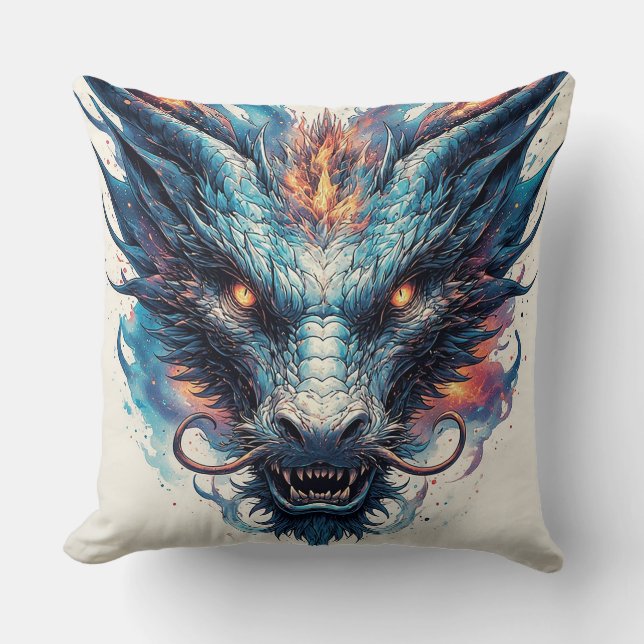 Dragon Head With Fierce Eyes Cushion (Front)