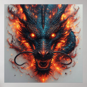Dragon Head With Fierce Eyes Poster