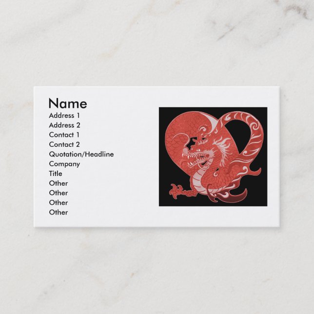 Dragon Heart Business Card (Front)