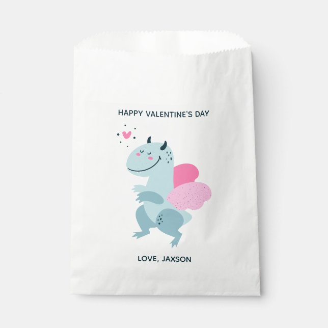 Dragon Heart Cute Personalised Valentine Favour Bags (Front)