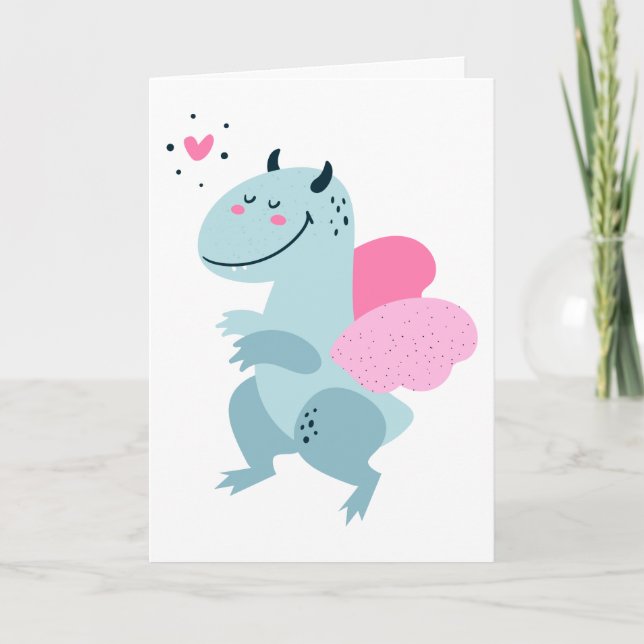 Dragon Heart Cute Personalized Valentine Holiday Card (Front)