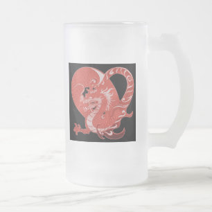 Dragon Heart Frosted Glass Beer Mug