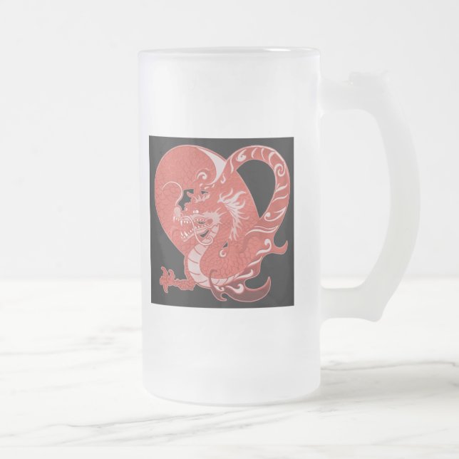 Dragon Heart Frosted Glass Beer Mug (Right)