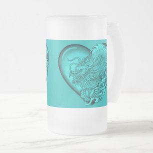 Dragon Heart Frosted Glass Beer Mug