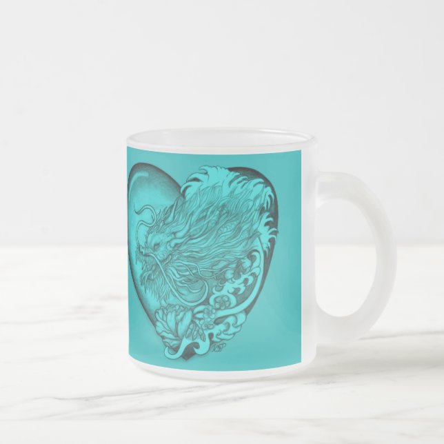 Dragon Heart Frosted Glass Coffee Mug (Right)