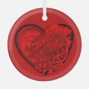 Dragon Heart Glass Tree Decoration