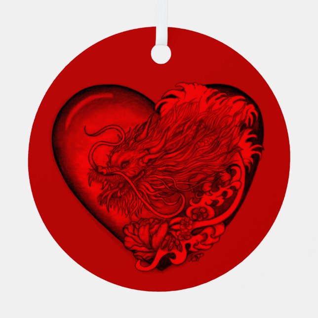 Dragon Heart Metal Tree Decoration (Front)
