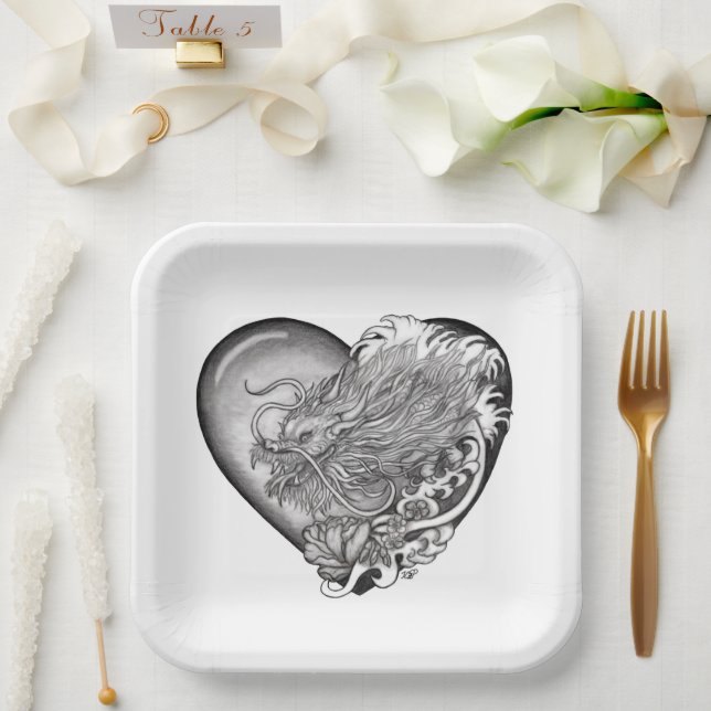 Dragon Heart Paper Plate (Wedding)