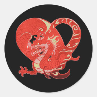 Dragon Heart Valentine Classic Round Sticker