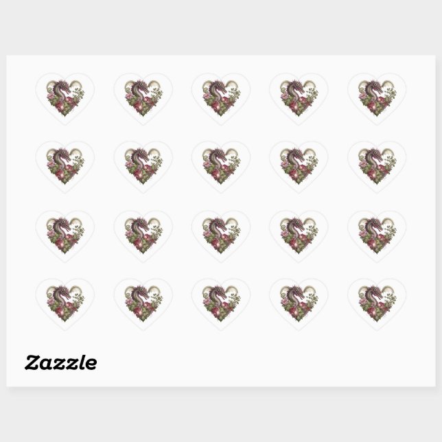 Dragon Heart Valentine Envelope Heart Sticker (Sheet)
