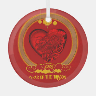 Dragon Heart , Year of the Dragon Glass Tree Decoration