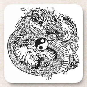 dragon holding yin yang coaster
