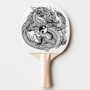 dragon holding yin yang ping pong paddle