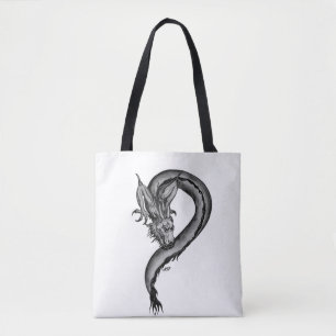 Dragon in black and white Design Tote Bag