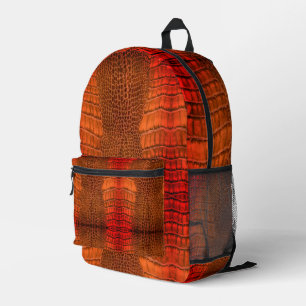 Dragon in Bright Orange Faux Leather Printed Backpack