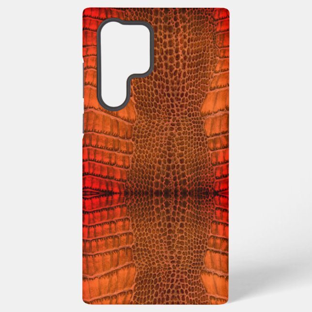 Dragon in Bright Orange Faux Leather Samsung Galaxy S22 Ultra Case (Back)