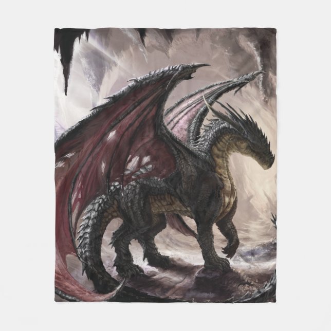 Dragon In Cave Fleece Blanket (Front)