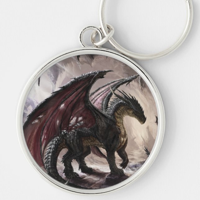 Dragon In Cave Key Ring (Front)