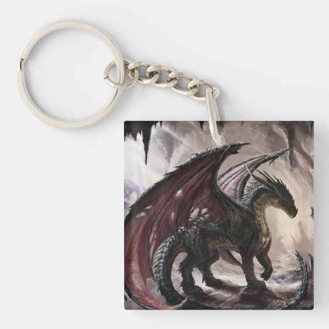 Dragon In Cave Key Ring (Front)