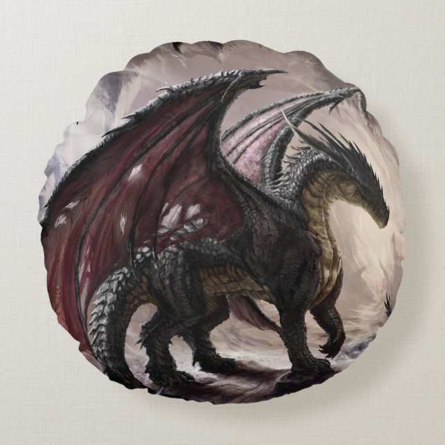 Dragon In Cave Round Cushion (Front)
