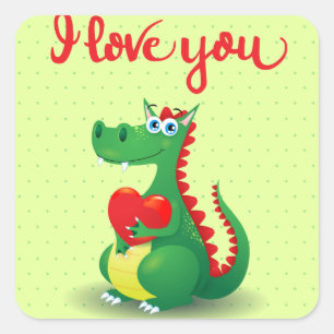 Dragon in Love Square Sticker