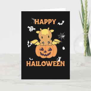 Dragon In Pumpkin Sweet Dragon Happy Halloween Holiday Card