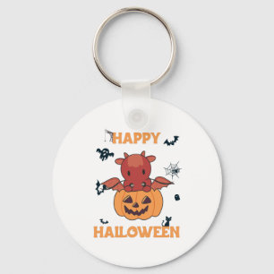 Dragon In Pumpkin Sweet Dragon Happy Halloween Key Ring