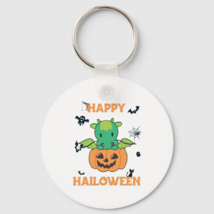 Dragon In Pumpkin Sweet Dragon Happy Halloween Key Ring