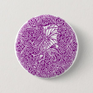 Dragon in Round Celtic Knot 6 Cm Round Badge