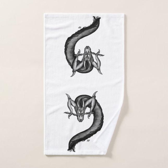 Dragon in Tattoo Style Bath Towel Set (Hand Towel)