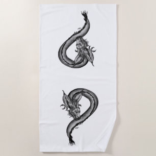 Dragon in Tattoo Style Beach Towel