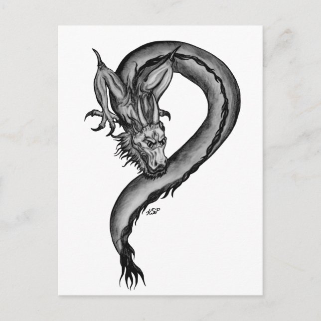 Dragon in Tattoo Style Postcard (Front)