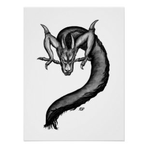 Dragon in Tattoo Style Poster