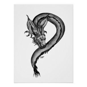 Dragon in Tattoo Style Poster