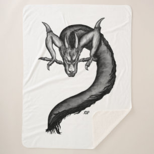 Dragon in Tattoo Style Sherpa Blanket
