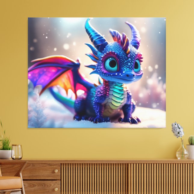 Dragon in the snow.  canvas print (Insitu(LivingRoom))