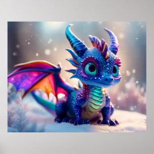 Dragon in the snow.  poster