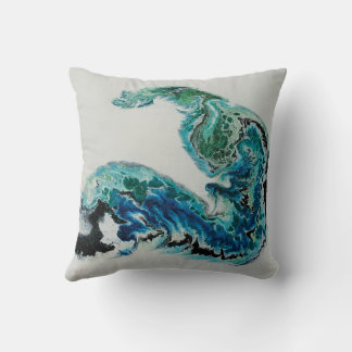 “Dragon in the Waves – Abstract Ocean Energy Cushion