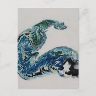 “Dragon in the Waves – Abstract Ocean Energy Postc Postcard
