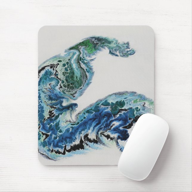 Dragon in the Waves – Abstract Ocean  Mouse Pad (With Mouse)