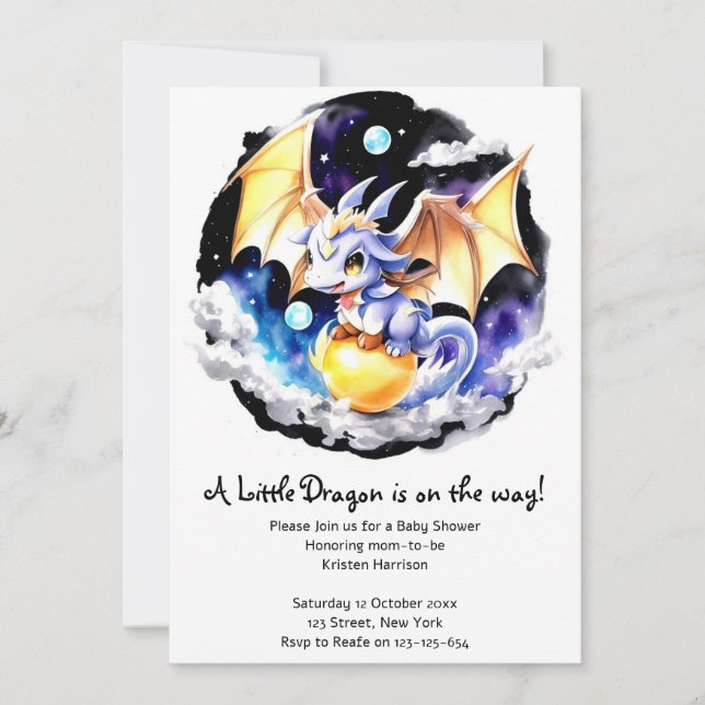 Dragon-Inspired Baby Shower Invitation (Front)