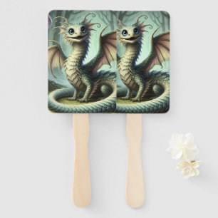 Dragon Jabberwocky Cute Fantasy Creature Art Hand Fan