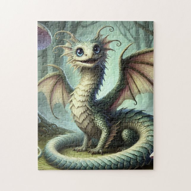 Dragon Jabberwocky Cute Fantasy Creature Art Jigsaw Puzzle (Vertical)