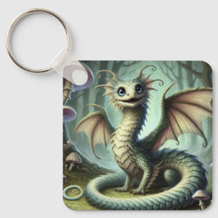 Dragon Jabberwocky Cute Fantasy Creature Art Key Ring